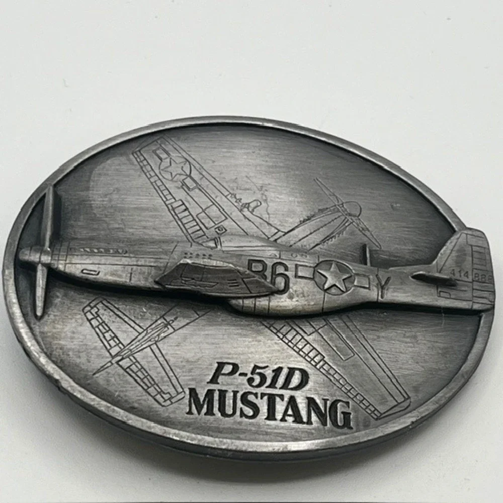 Vintage 1991 Siskiyou P-51D Mustang Belt Buckle USA Made Aviation WWII Plane